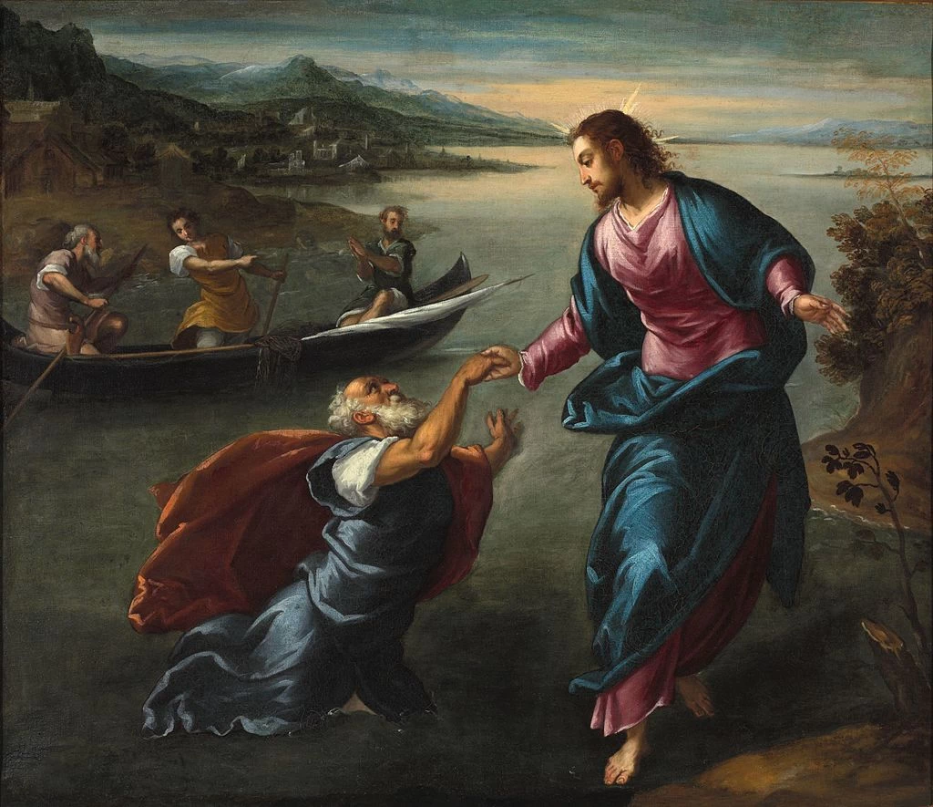 Cristo e Pietro sul lago di Galilea