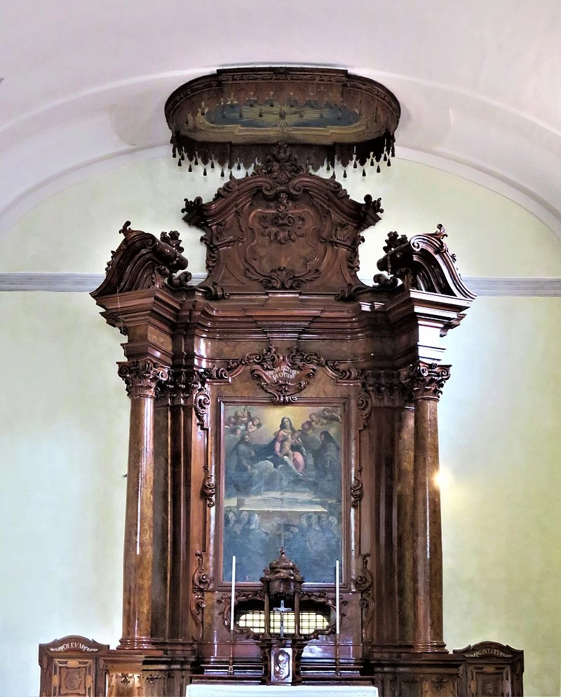 La Vergine col Bambino in gloria fra i santi Francesco e Chiara e le cappuccine adoranti l'Eucarestia - Ferrara