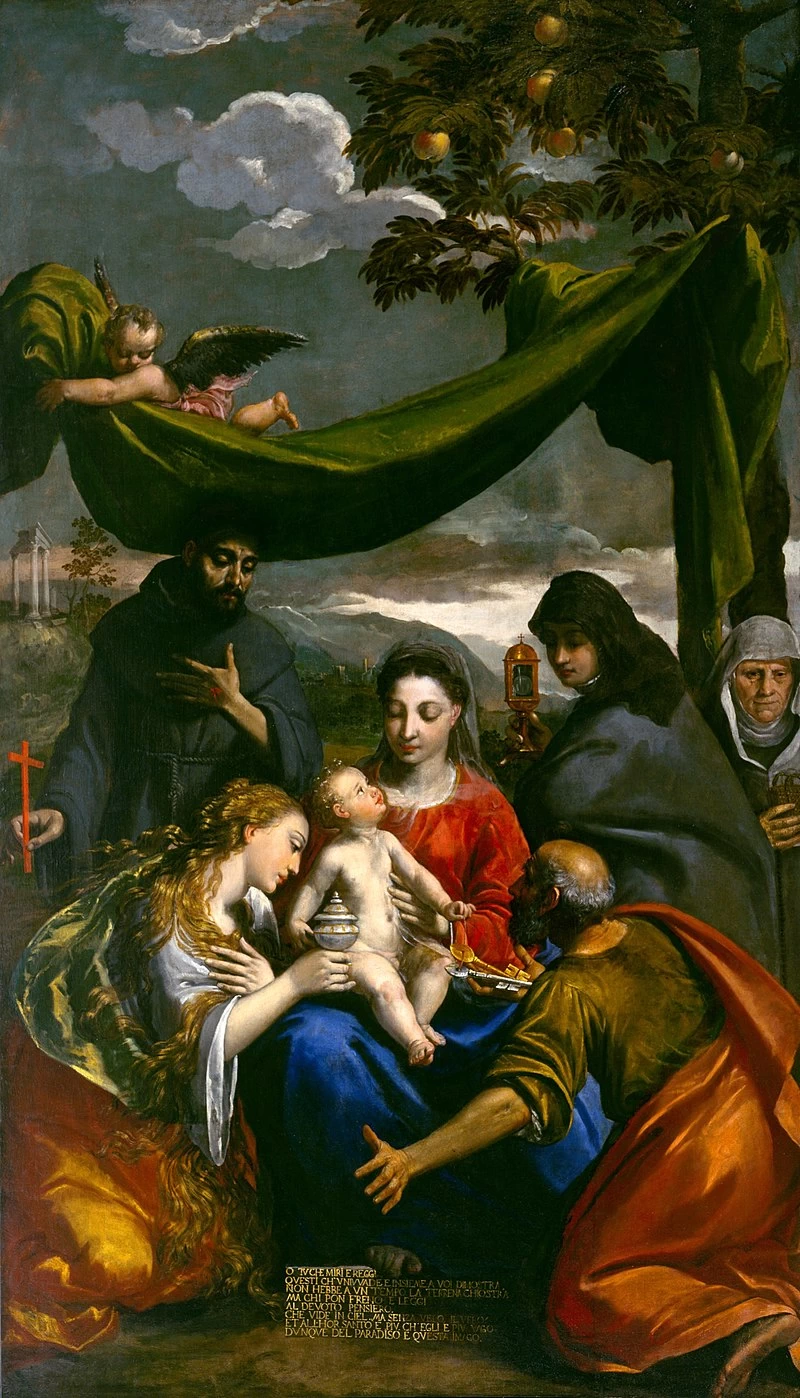 Madonna col Bambino e i santi Maria Maddalena, Pietro, Chiara, Francesco e una badessa - Museo delle Belle Arti