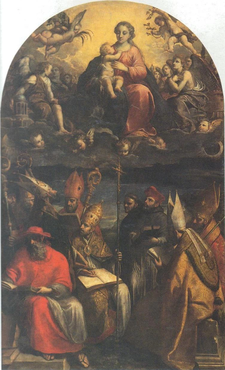 Madonna con Bambino in gloria con San Girolamo, San Gregorio, Sant'Agostino, Sant'Ambrogio e Santi - Brera, Milano