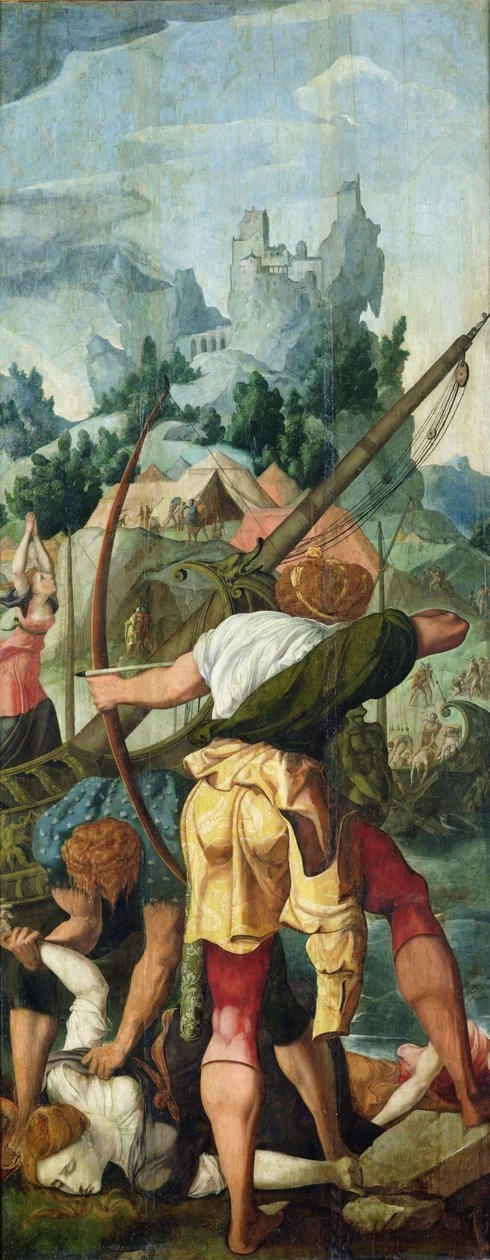 Jan van Scorel 30 Il martirio delle vergini, pannello destro del Trittico di Sant'Orsola e delle Undicimila Vergini