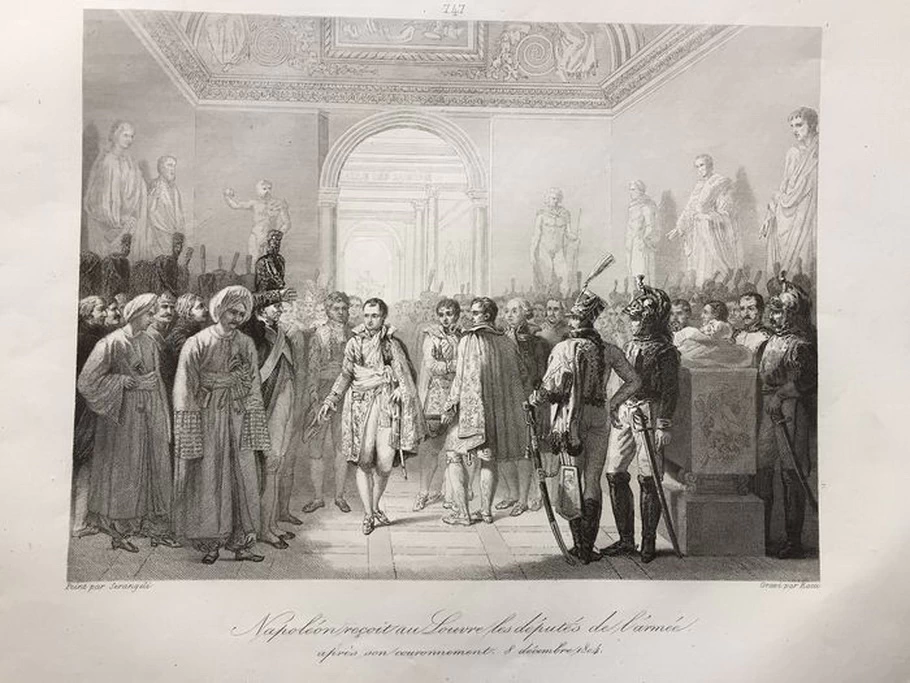 Stampa, Napoleone riceve deputati dell'esercito al Louvre dopo la sua incoronazione