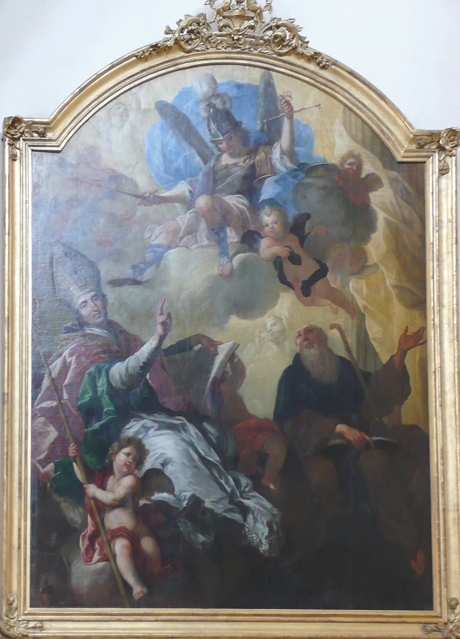 Vescovo Saint Honoré, patrono dei fornai e pasticceri, San Michele e Sant'Antonio Eremita Martigues (Bouches du Rhône)