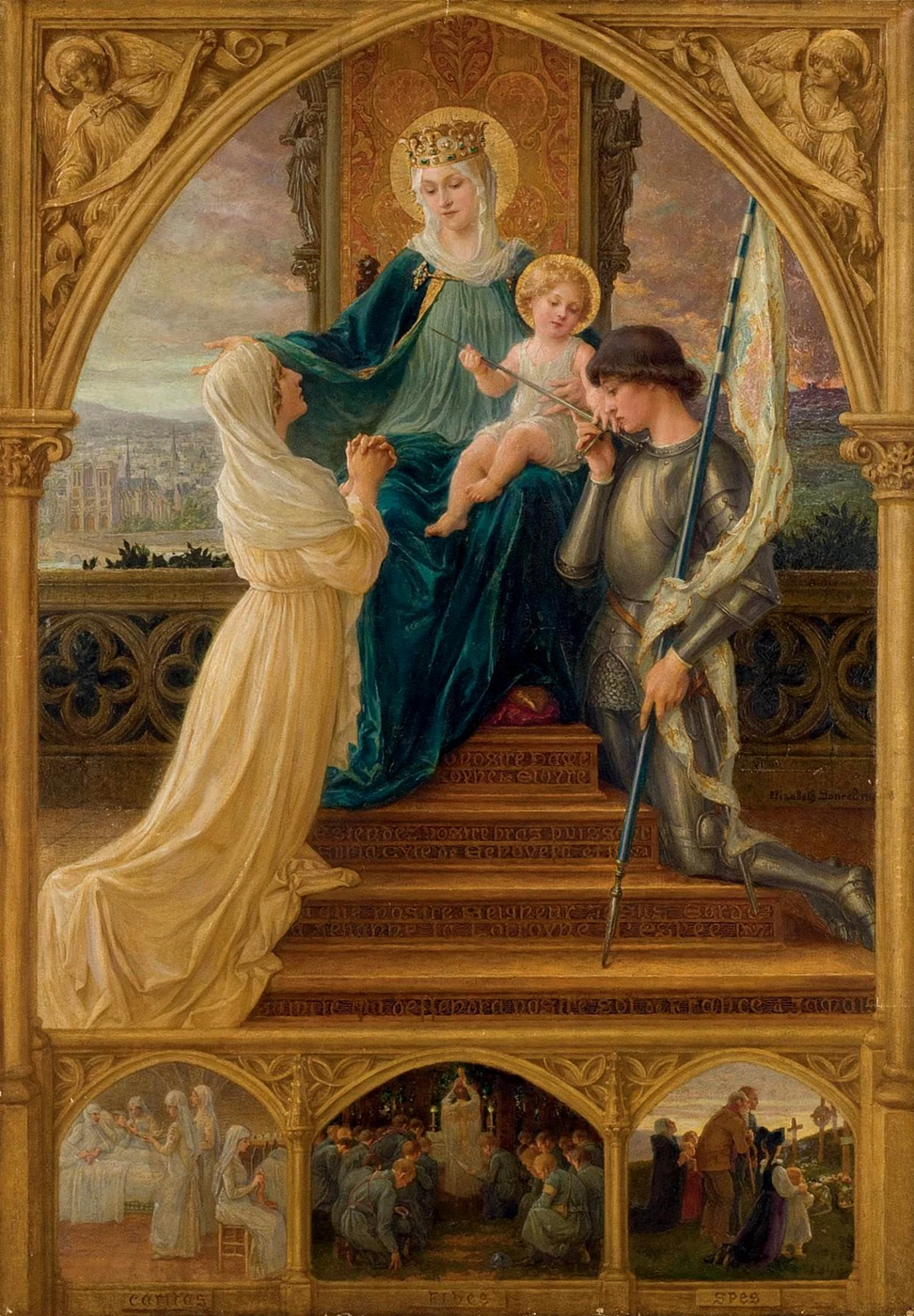 Elisabeth Sonrel 71 Vergine col Bambino, tra Santa Genoveffa e Giovanna d'Arco