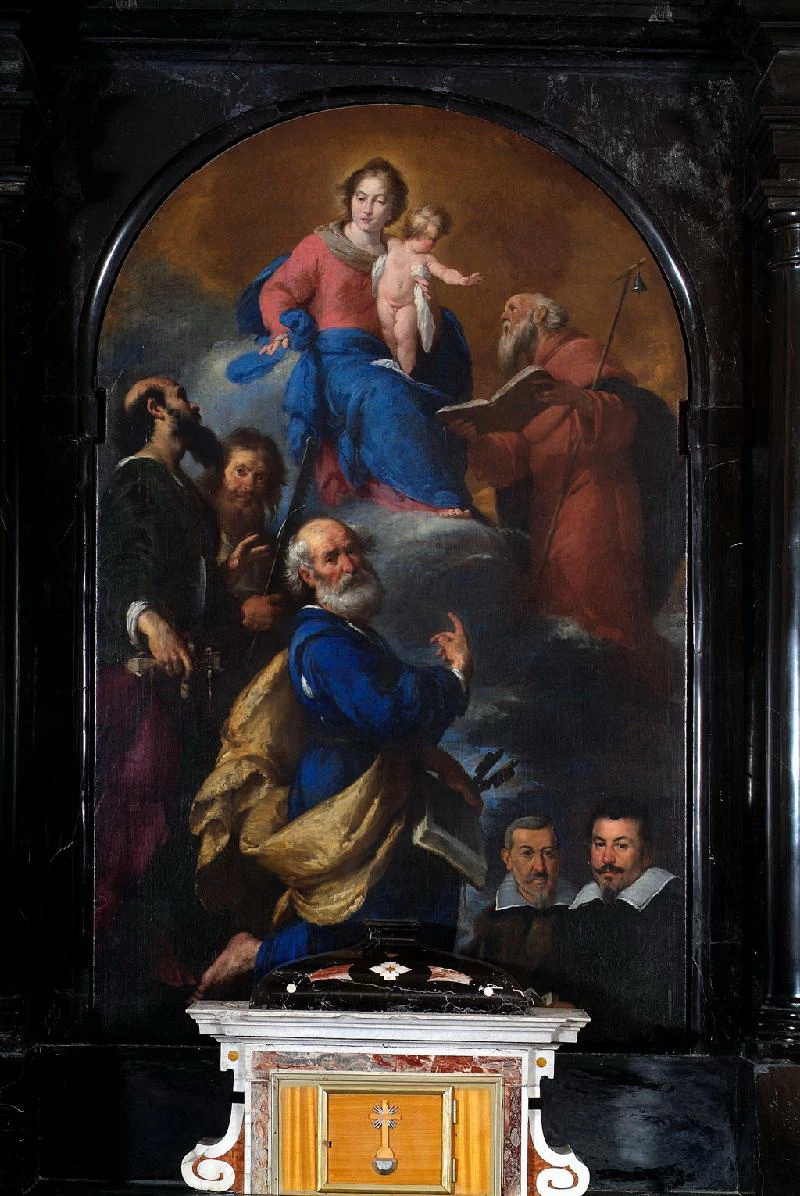 B. (1640 circa), Madonna con Gesù Bambino in gloria e santi - Altare chiesa Tiarno di Sopra