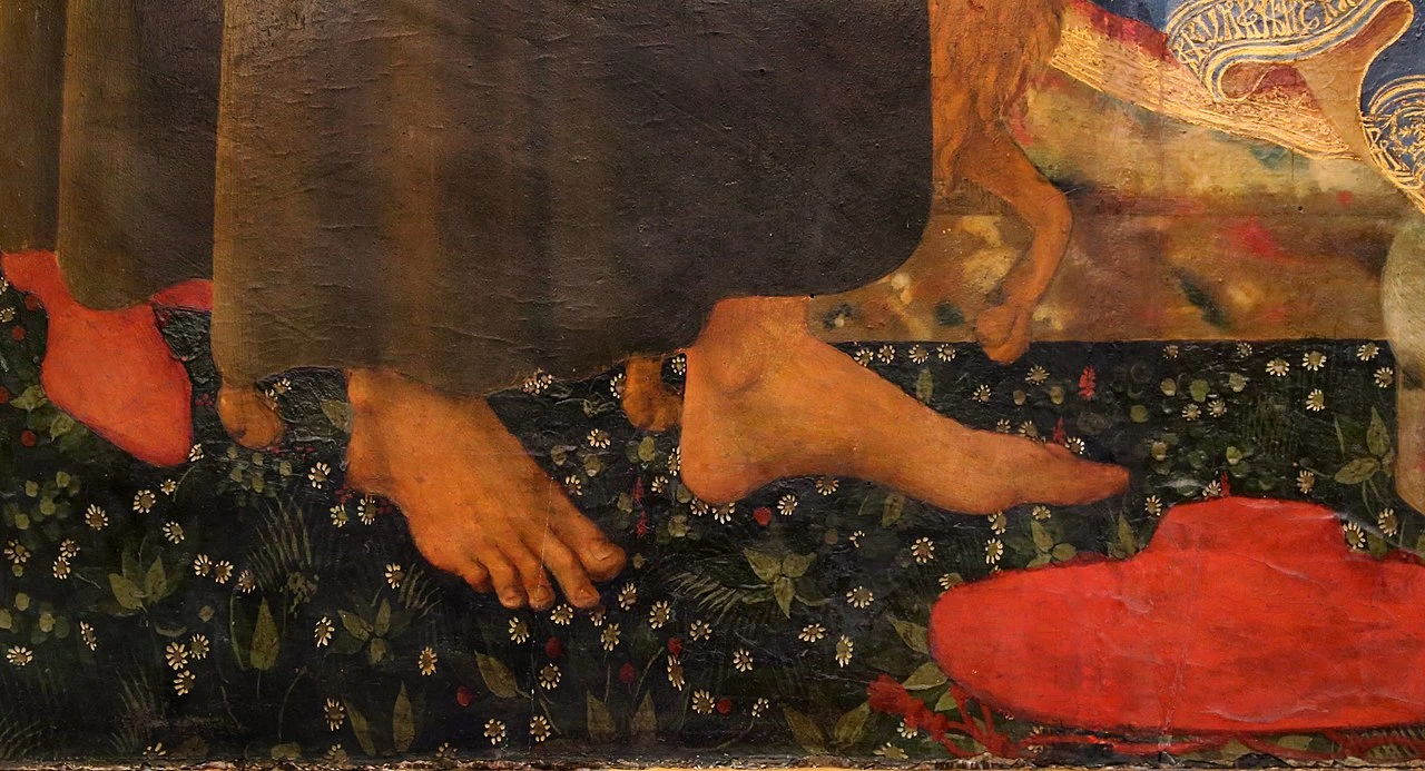 Zanobi Strozzi 22 Madonna col Bambino circondati da santi, Pala di San Girolamo Musée du Petit Palais, Avignon dettaglio 1