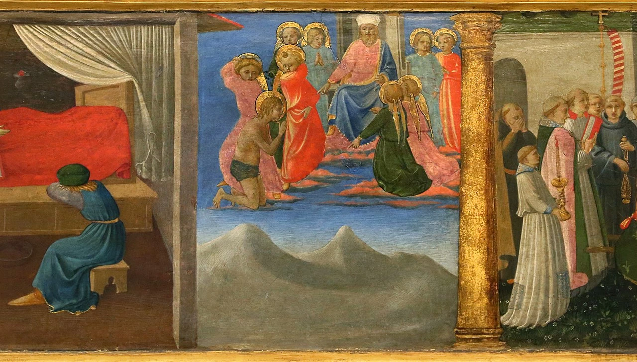 Zanobi Strozzi 31 Madonna col Bambino circondati da santi, Pala di San Girolamo Musée du Petit Palais, Avignon predella, dettaglio 1