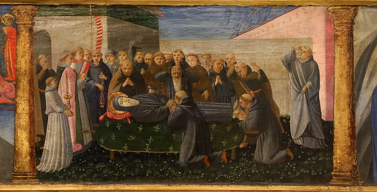 Zanobi Strozzi 32 Madonna col Bambino circondati da santi, Pala di San Girolamo Musée du Petit Palais, Avignon predella, dettaglio 2