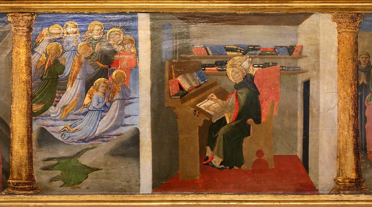 Zanobi Strozzi 34 Madonna col Bambino circondati da santi, Pala di San Girolamo Musée du Petit Palais, Avignon predella, dettaglio 4