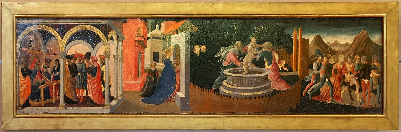Zanobi Strozzi 37 Madonna col Bambino circondati da santi, Pala di San Girolamo Musée du Petit Palais, Avignon predella, dettaglio 7