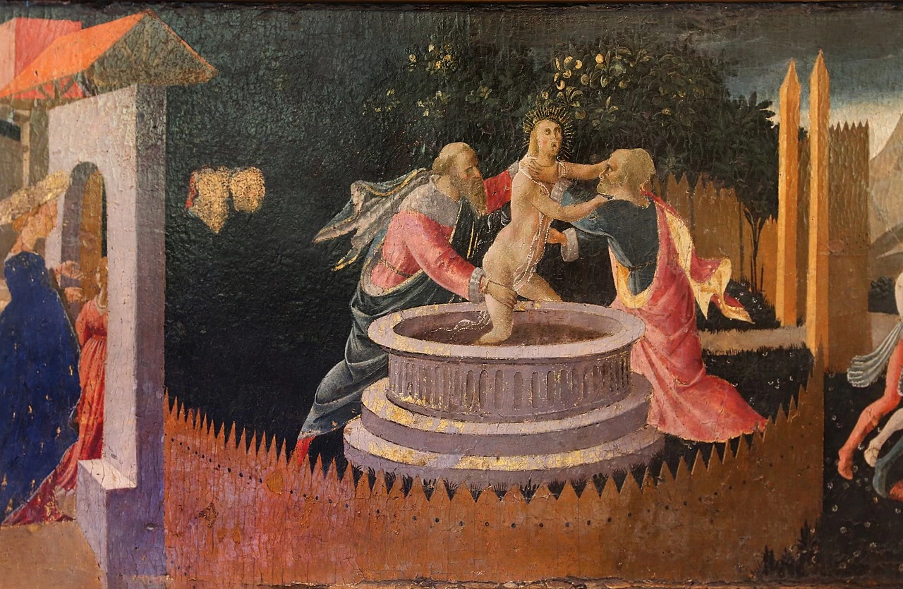 Zanobi Strozzi 38 Madonna col Bambino circondati da santi, Pala di San Girolamo Musée du Petit Palais, Avignon predella, dettaglio 8
