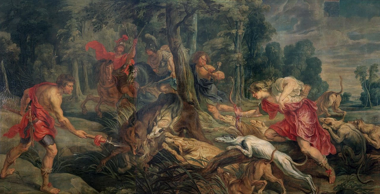 Theodoor van Thulden 71 Meleagro e Atalanta danno la caccia al cinghiale Calidonio Hermitage, San Pietroburgo