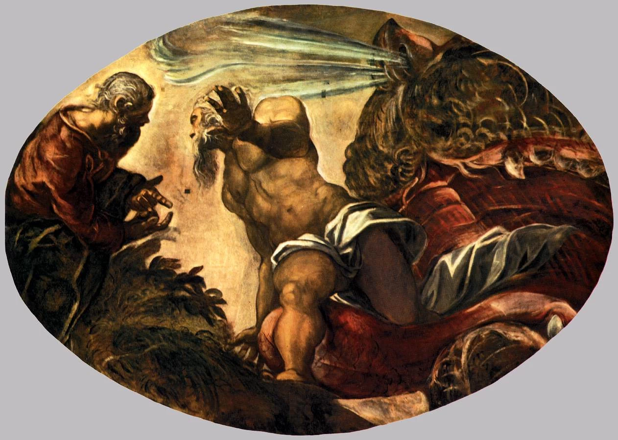 Giona fugge dalla pancia della balena - Scuola Grande di San Rocco, Venice
