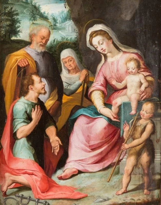 Santi di Tito 228 Sacra Famiglia con Giovannino, sant'Anna e san Leonardo