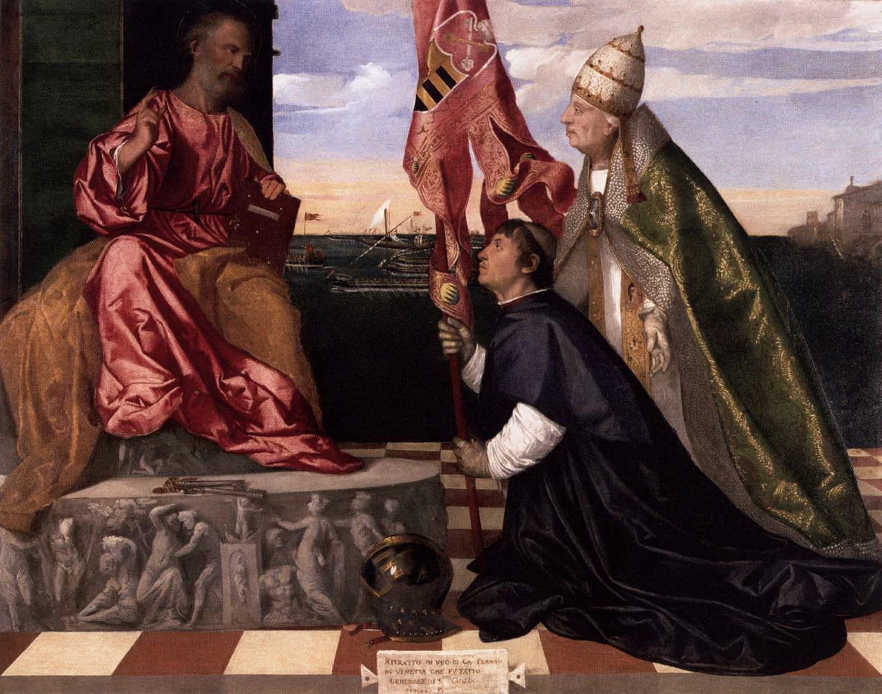 Papa Alessandro VI presenta Jacopo Pesaro a San Pietro - Koninklijk Museum voor Schone Kunsten, Antwerp