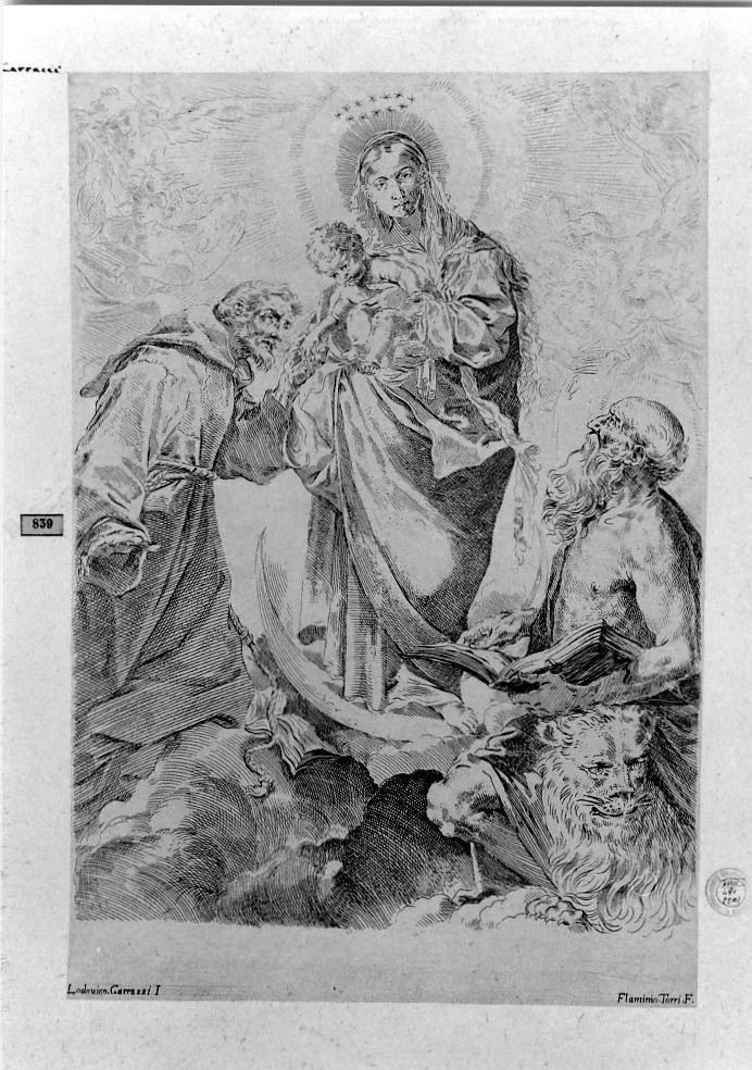 Flaminio Torri 50 Madonna con Bambino in gloria con San Francesco d'Assisi e San Girolamo