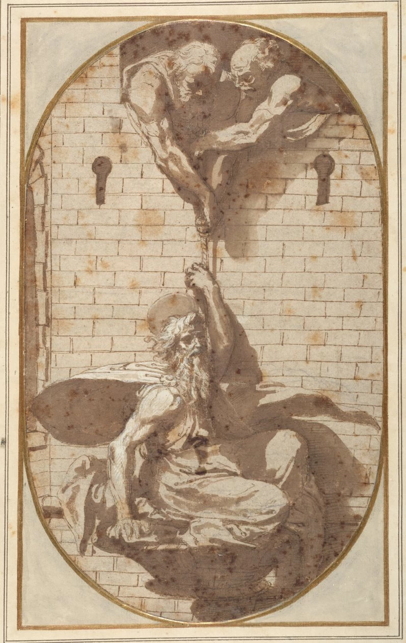 Perin del Vaga 226 San Paolo 'calato di notte in una cesta' dalle mura di Damasco The Devonshire Collections, Chatsworth