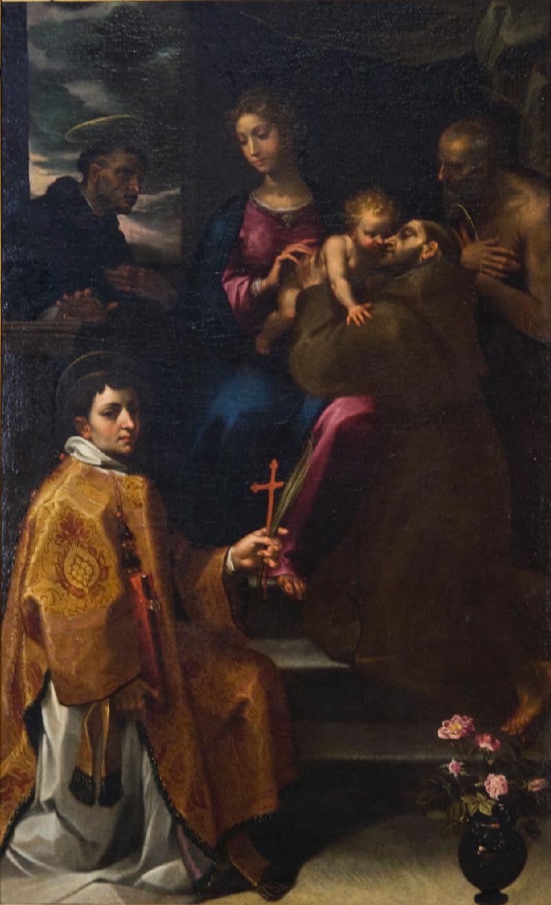 34 Vanni F. sec. XVII, Vergine col Bambino e sant' Acconcio dipinto a olio su tela