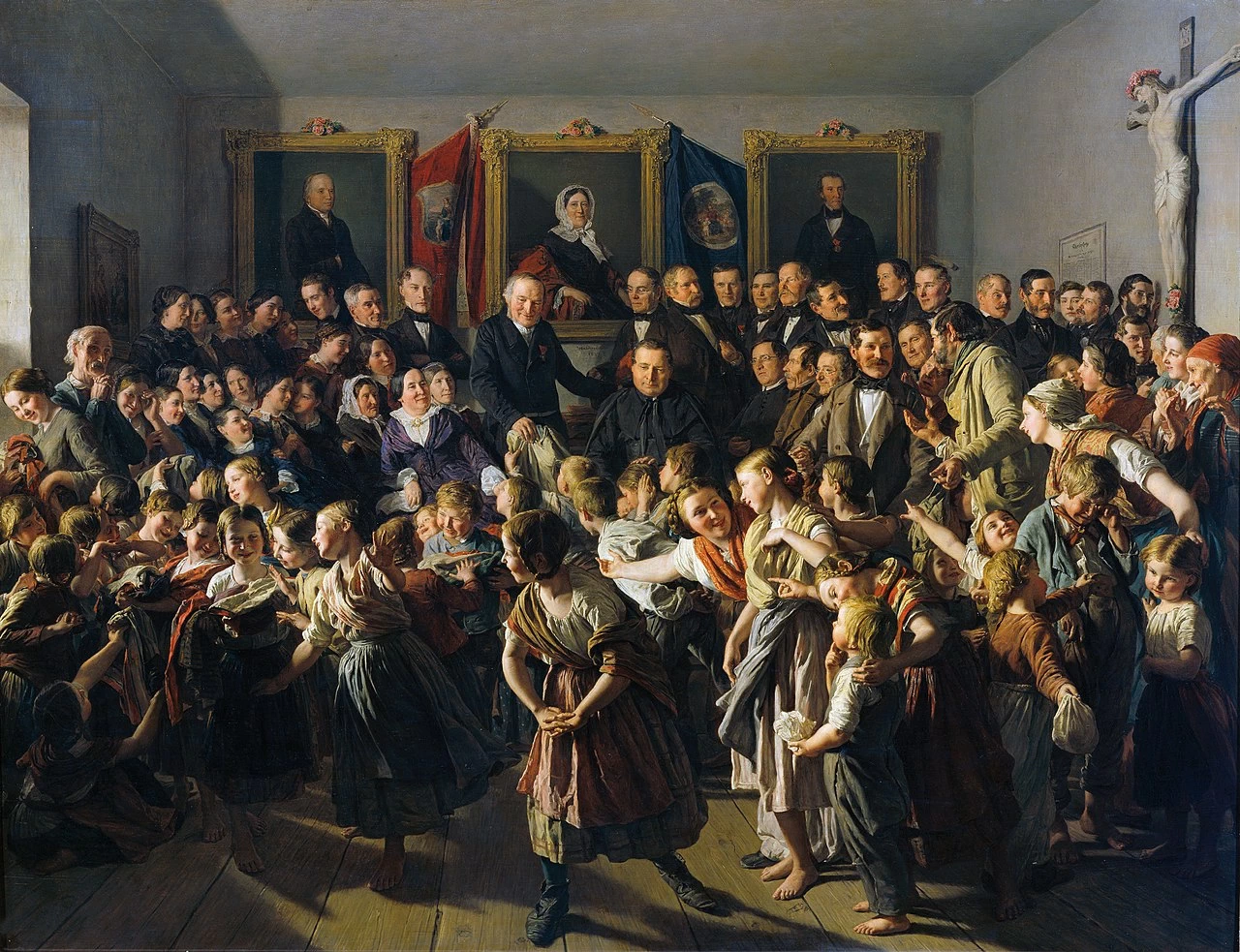 Ferdinand Georg Waldmüller 98 Nel giorno di San Michele il comune di Spittelberg offre ai bambini di genitori poveri abiti invernali Österreichische Galerie Belvedere