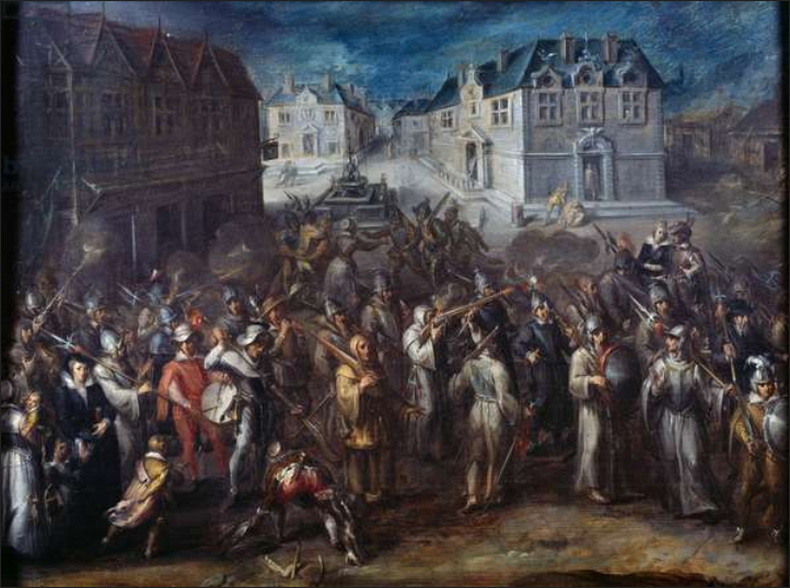 Guerre di religione tra cattolici e protestanti o processione della Lega nel 1590 o 1593