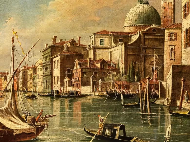 Francesco Zanin Veduta del Canal Grande con le chiese di S. Geremia e santa Lucia dettaglio