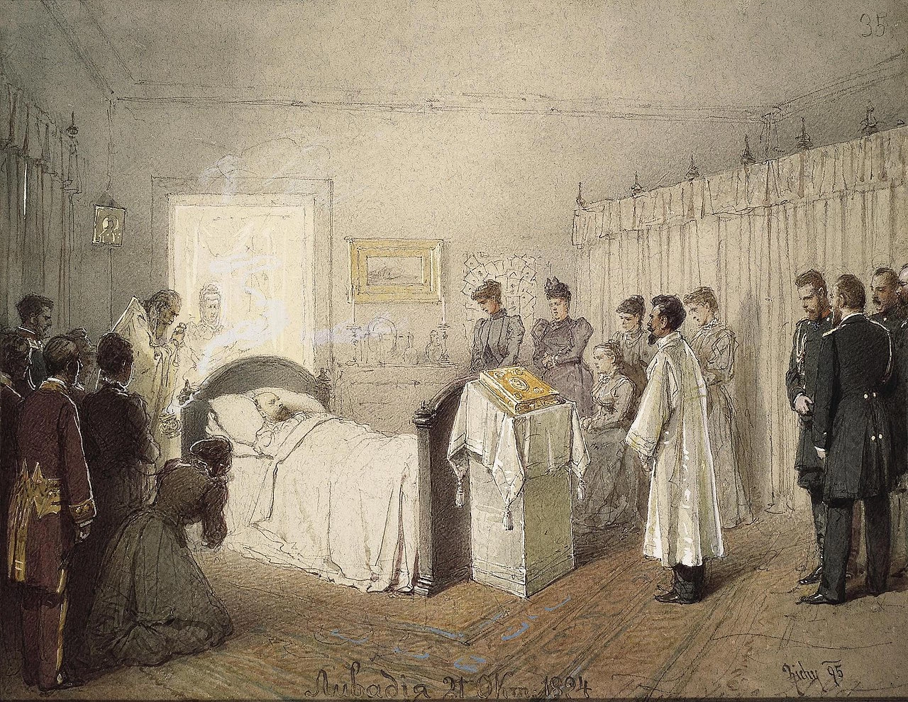 Mihály Zichy 54 Morte di Alessandro III a Livadia Hermitage, San Pietroburgo 2
