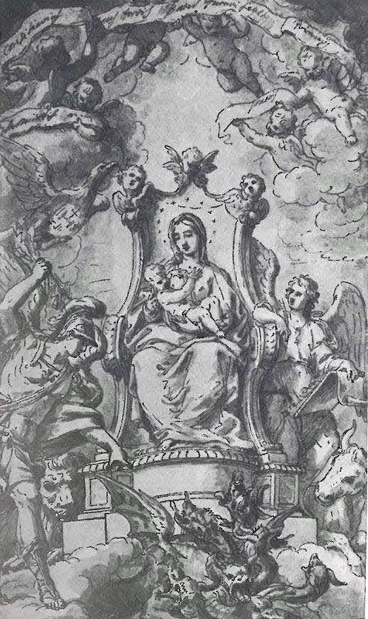Giacomo Zoboli 65 Madonna col Bambino, san Michele e simboli degli evangelisti Roma