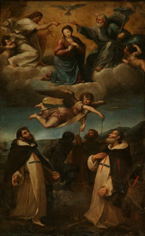 12 17 Ambito romano XVII sec Incoronazione della Madonna con la Trinità tra San Giovanni De Matha e San Felice di Valois