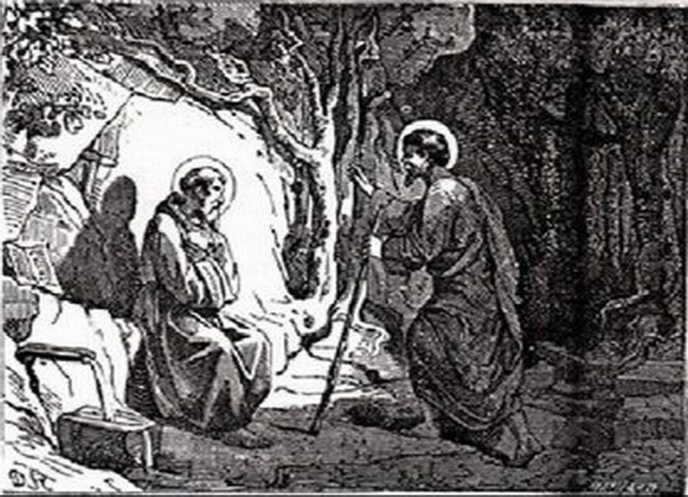 02 28 Romanus van Condat con il fratello Lupicinus nella loro grotta eremita