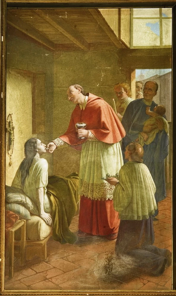 11 03 b San Carlo Borromeo comunica gli appestati 1880 ca. affresco cm. 305x183 chiesa di San Zenone Passirano (BS)