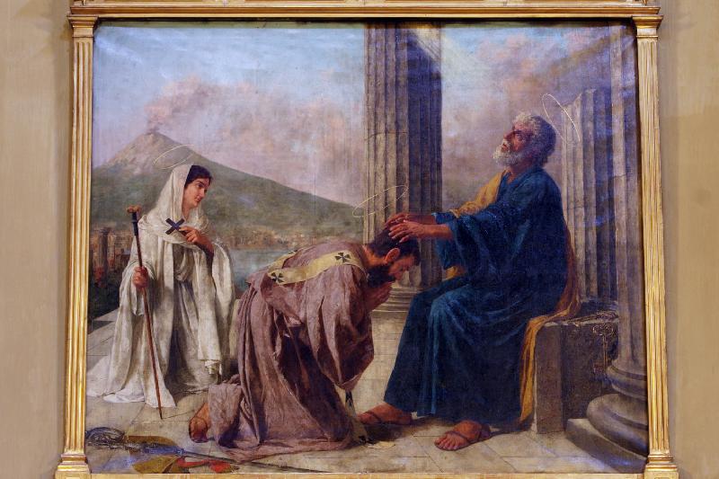 10 3 Scorrano Luigi (1895), San Pietro con Sant'Aspreno e Santa Candida in olio su tela