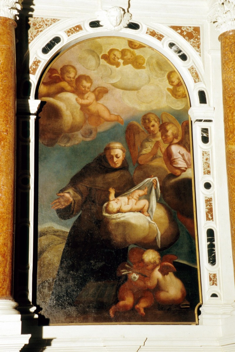 27-Pellegrini G. sec. XVII, Dipinto con S. Antonio e il miracolo del neonato-beweb
