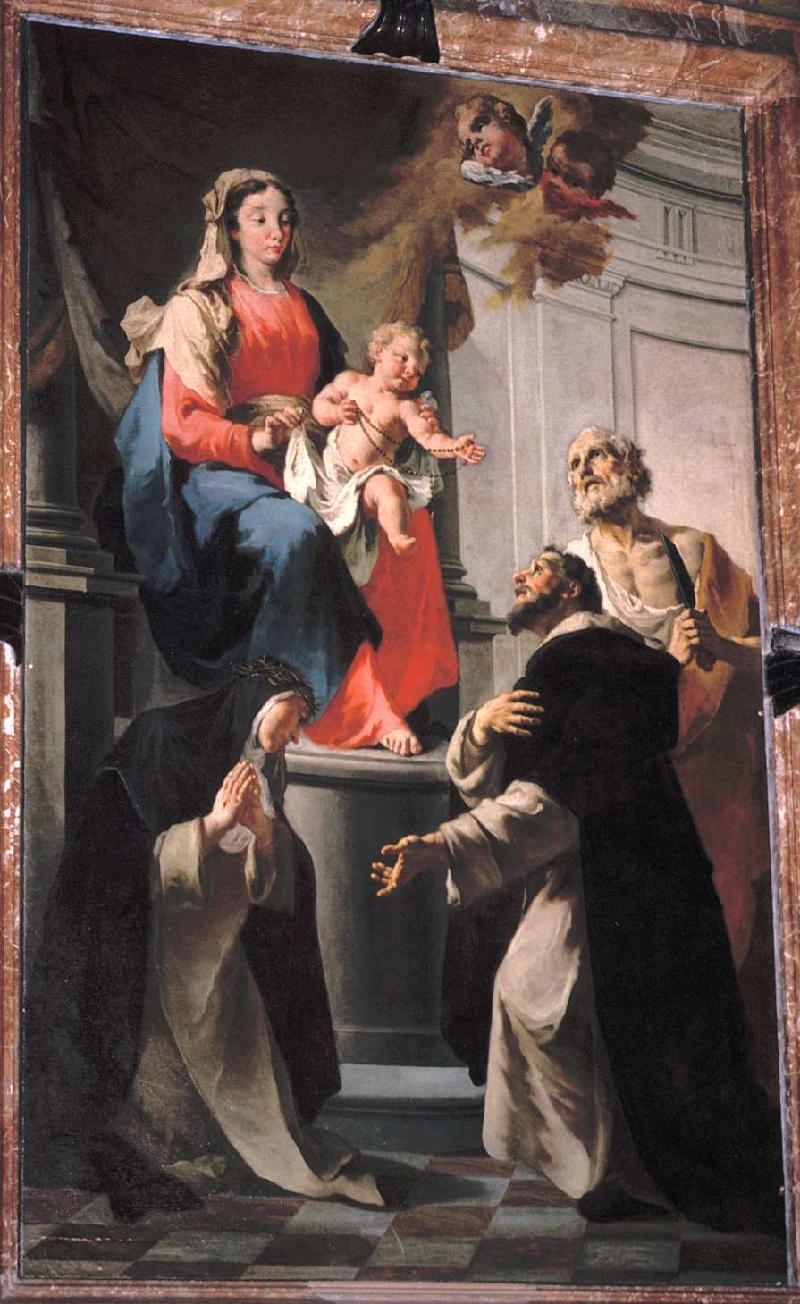 28-Capella F. (1775), Madonna del Rosario con i santi Caterina, Domenico e Bartolomeo-beweb