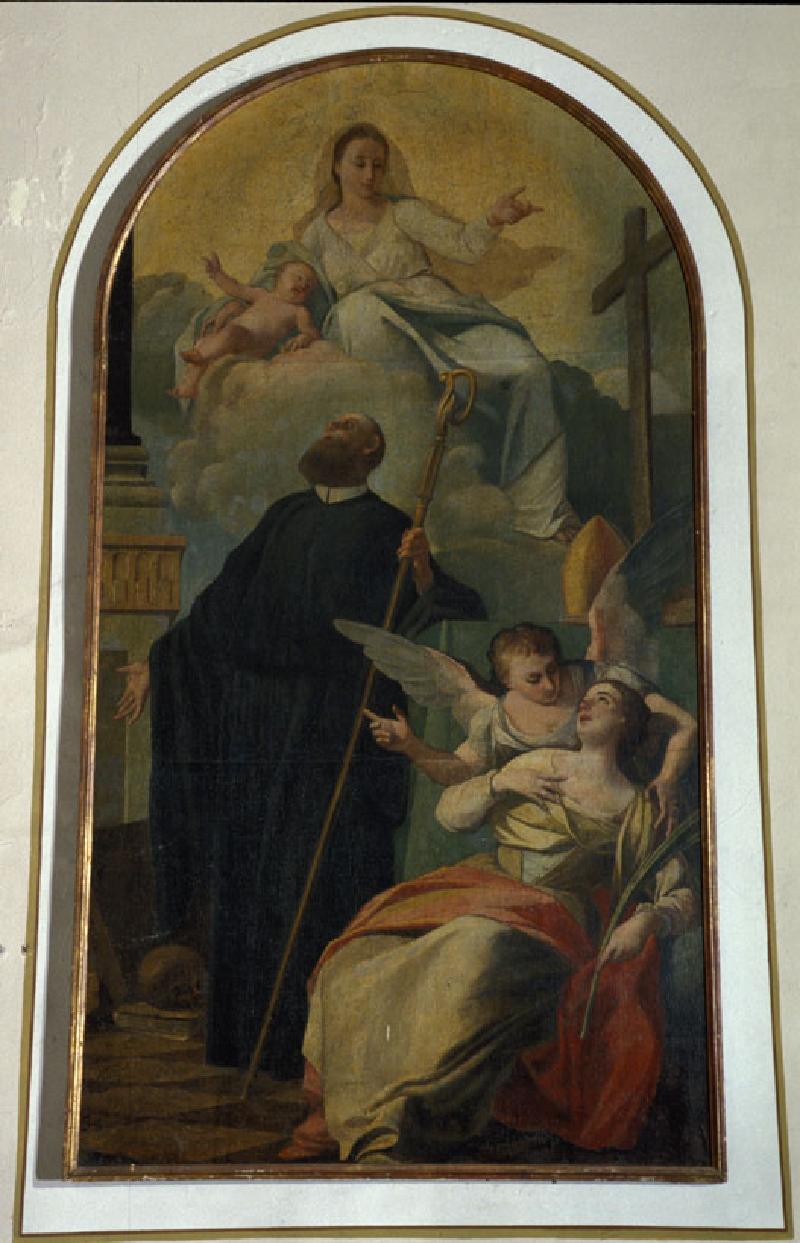 20 Ambito veneto sec. XVIII, Madonna con Gesù Bambino e santi Benedetto e Giustina