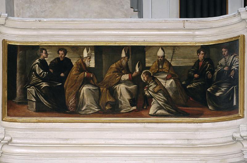 18 Colonna M. sec. XVI, Dipinto con San Cassiano che insegna beweb
