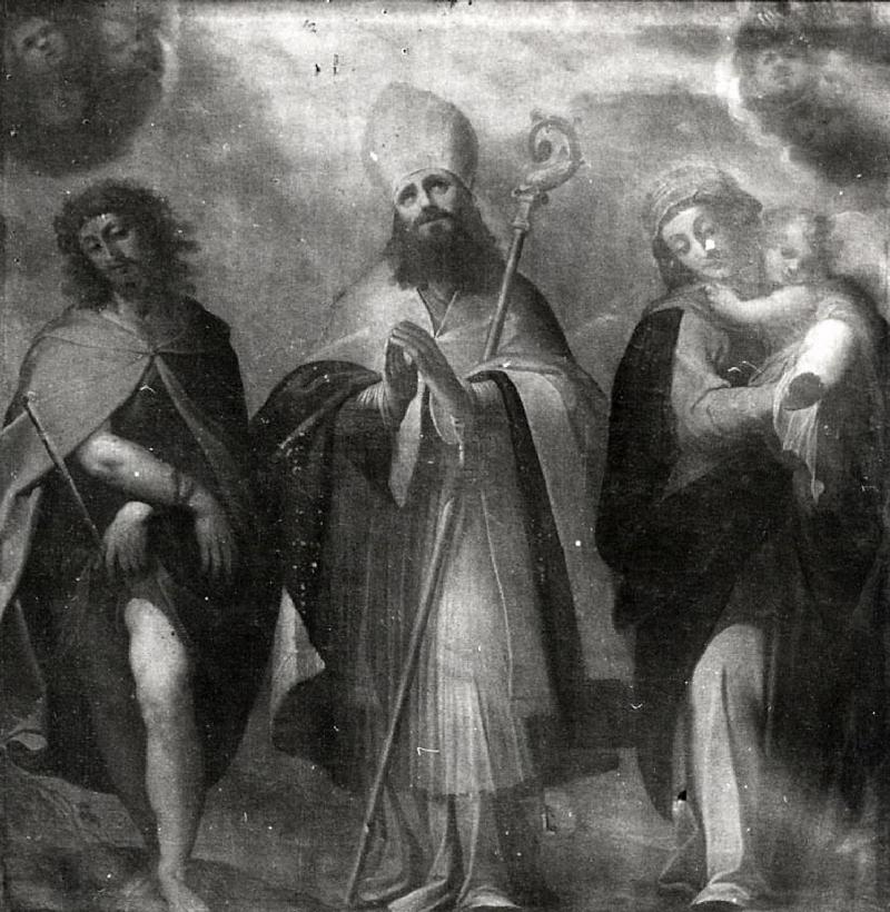 5 Bottega lombarda sec. XVI, San Dionigi tra il Cristo e la Vergine col Bambino beweb