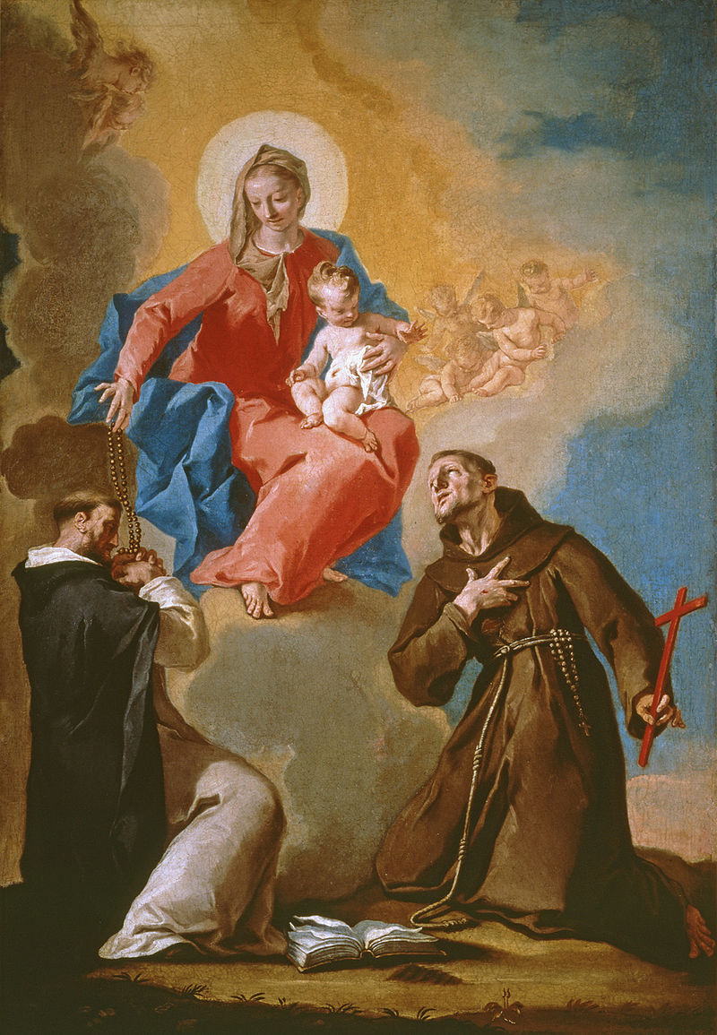 22 Nicola Grassi La vergine dona il rosario ai santi Domenico e Francesco