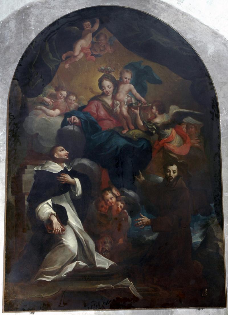 36 Parodi G.B. sec. XVIII, Vergine del Rosario tra i Santi Francesco e Domenico beweb