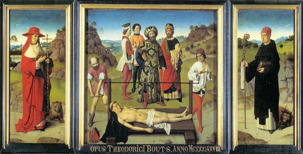 Dieric Bouts, Martirio di Sant'Erasmo, Dettaglio, 1458, Lovanio, Collegiata di San Pietro
