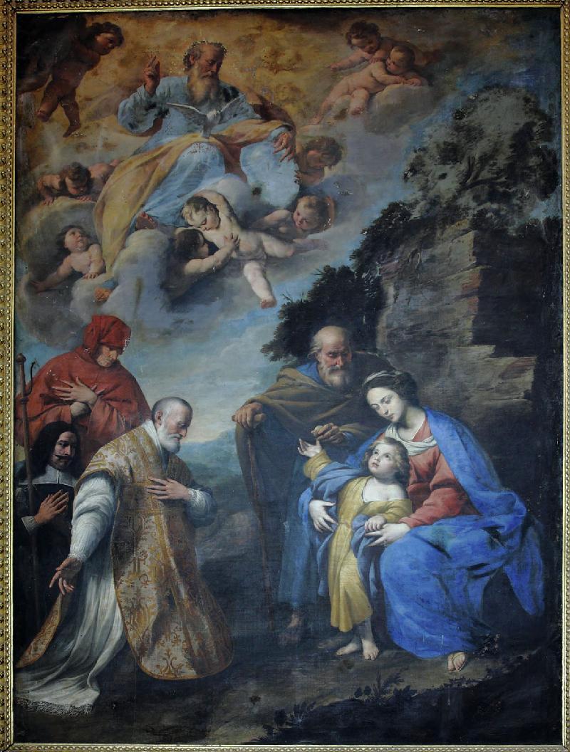 33-Stanzione M.- Vaccaro A. (1656), Trinità con Sacra famiglia e San Filippo Neri-beweb