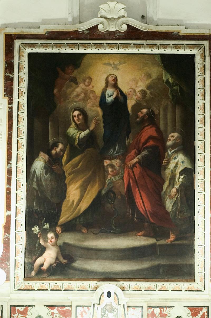 35-Simonelli G. ultimo quarto sec. XVII, Immacolata concezione e santi Filippo Neri, Gioacchino, Gaetano da Thiene e sant'Anna-beweb