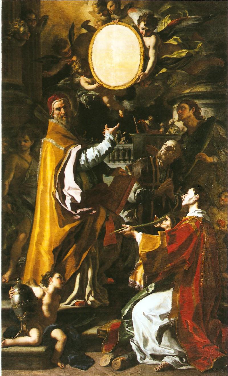 5-Solimena F. (1705), Santi Clemente papa, Lorenzo, Filippo Neri e Giovanni evangelista