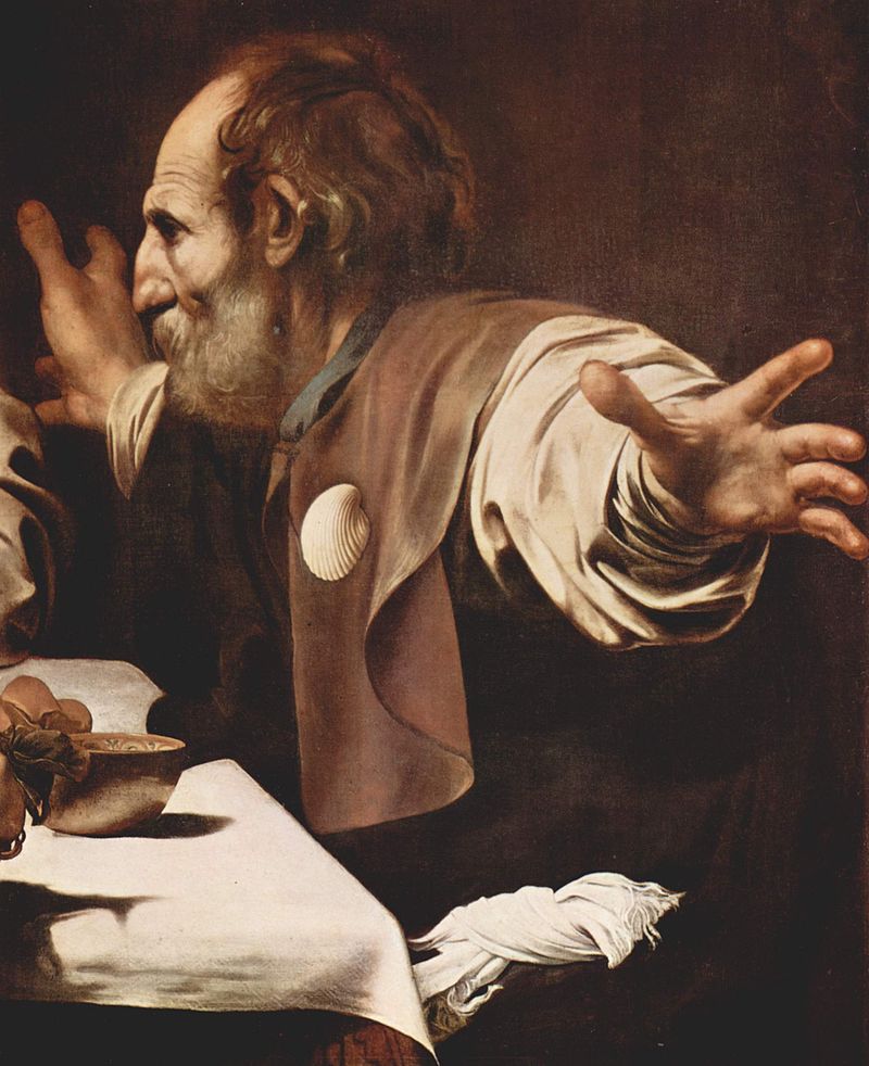 17-Caravaggio-San Giacomo, particolare della cena di Emmaus