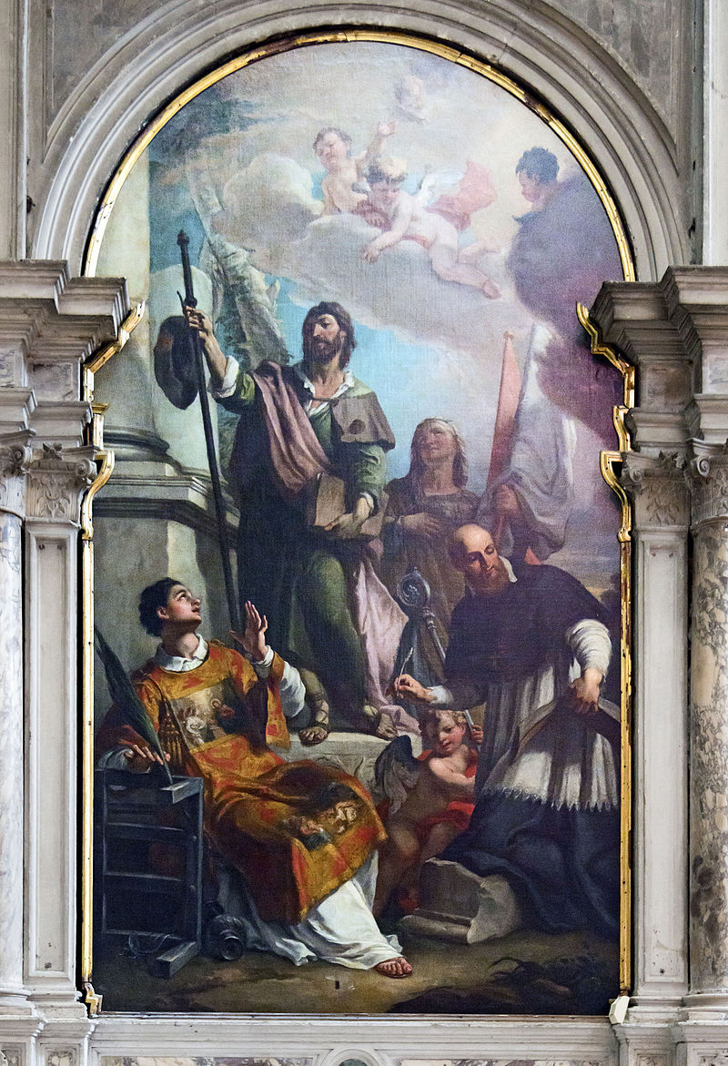 22-Chiesa di San Salvador Venezia-L'apostolo Giacomo tra i santi Lorenzo, Maria Maddalena et Francesco di Sales di Girolamo Brusaferro