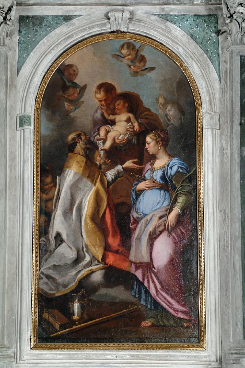15-Zanella F. sec. XVII, San Giuseppe con Gesù Bambino e santi-beweb