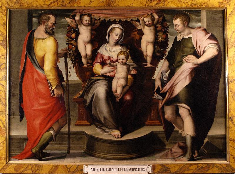 46-Danti G. sec. XVI, Madonna con Gesù Bambino tra San Giuseppe e San Claudio-beweb