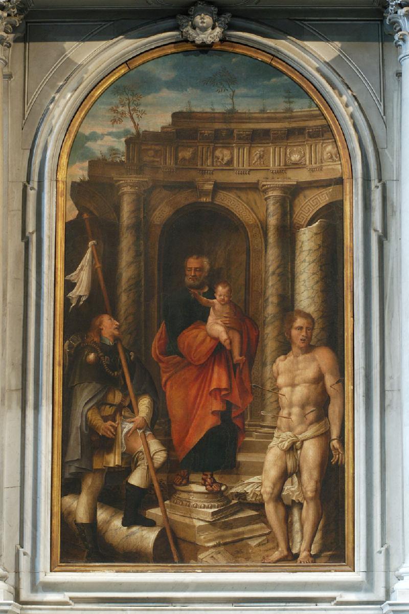 49-Florigerio S. (1537), S. Giuseppe col Bambino e i Santi Rocco e Sebastiano-beweb