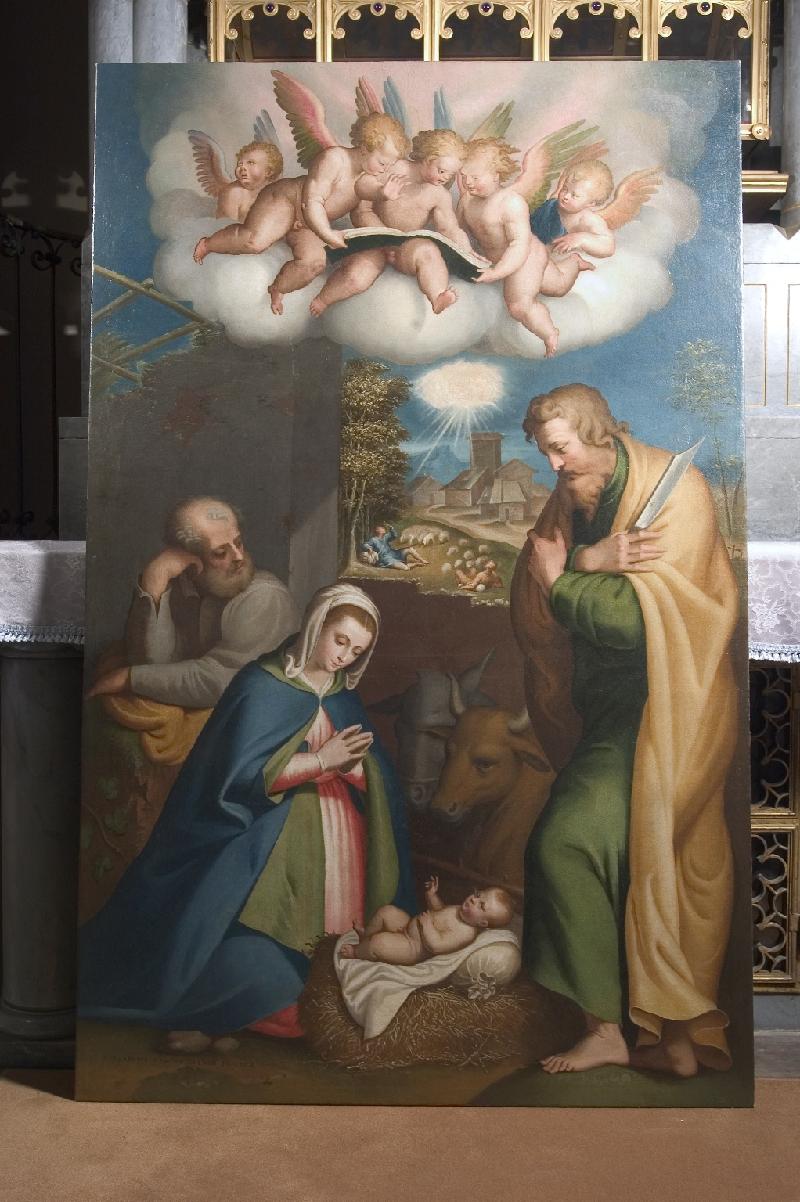 52-Campi B. (1572), Madonna adorante Gesù Bambino con S. Giuseppe e S. Bartolomeo-beweb