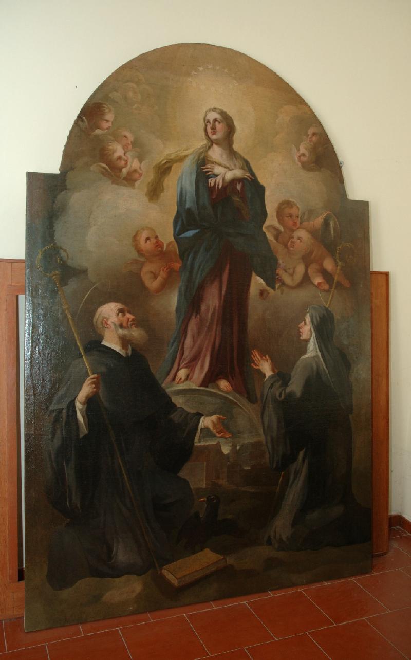 127 31 De Majo P. sec. XVIII, Dipinto con Immacolata e Santi Benedetto e Scolastica beweb