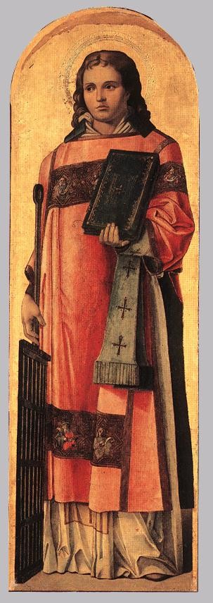 30-Bartolomeo Vivarini-San Lorenzo Martire, con il ferro su cui era grigliato. Da Santo Stefano, Venezia